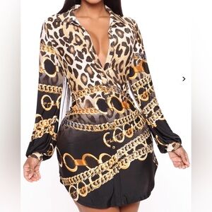 Women’s Leopard and Chain Print Mini Dress Size Small